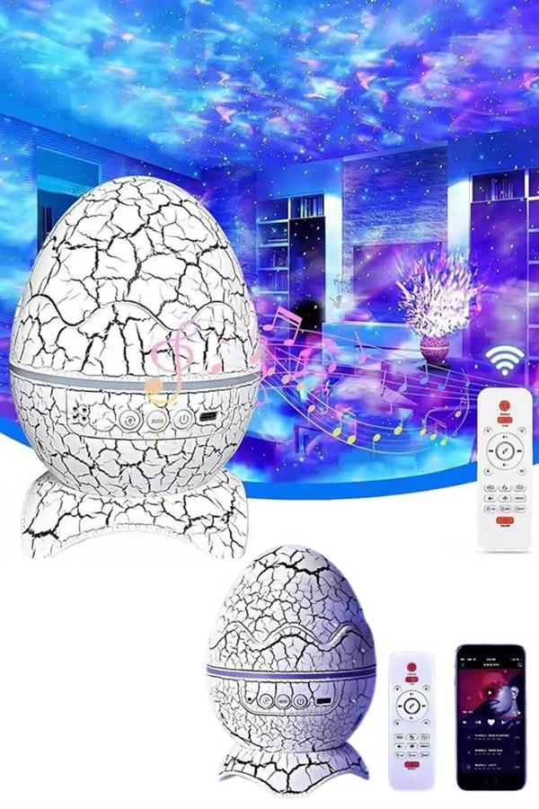bluetooth-hoparlor-dinozor-yumurtasi-g-2ead-4.jpg Bluetooth Звучник Јајце на Диносаурус Проектор за Ночна Лампа - Image 1