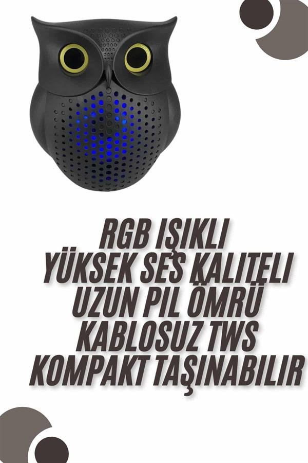 bluetooth-hoparlor-tws-kablosuz-rgb-is-4-49ed.jpg Bluetooth Звучник TWS Безжичен RGB Светлосен Декоративен Портативен Сова - Image 1
