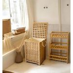 Голема Дрвена Бамбус Кошница за Нечистотии 45x45x62