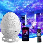 Проекторска ноќна ламба во облик на пукната диносауруска јајца со Bluetooth функции