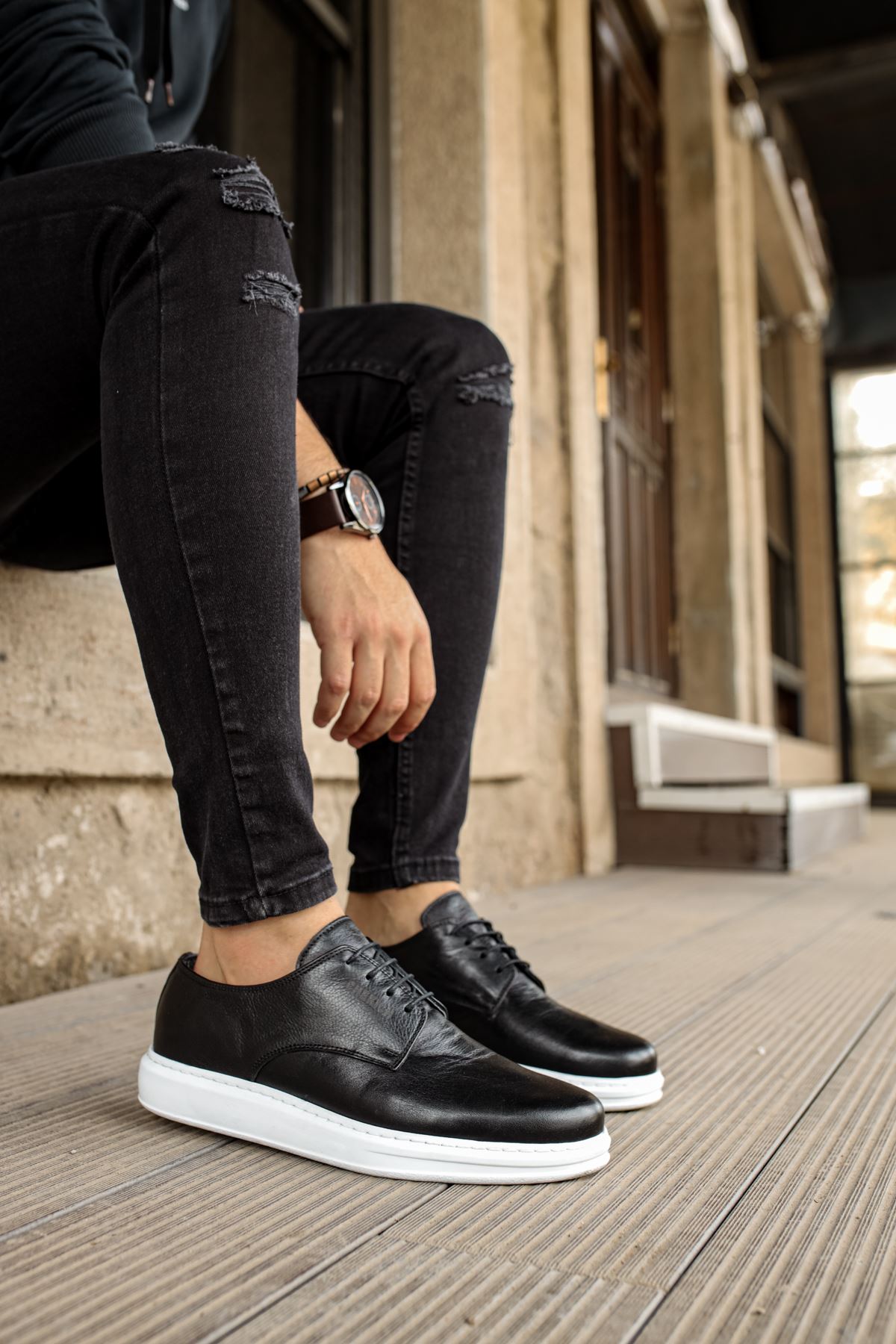 ch003-dbt-classica-pelle-di-24318_1.jpg CH003 - DBT Classica Pelle Di Cuoio Мажки Чевли СИЈАХ - Image 1