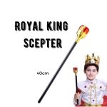 Детска златна круна и кралска стапка со црвен топуз - Image 2