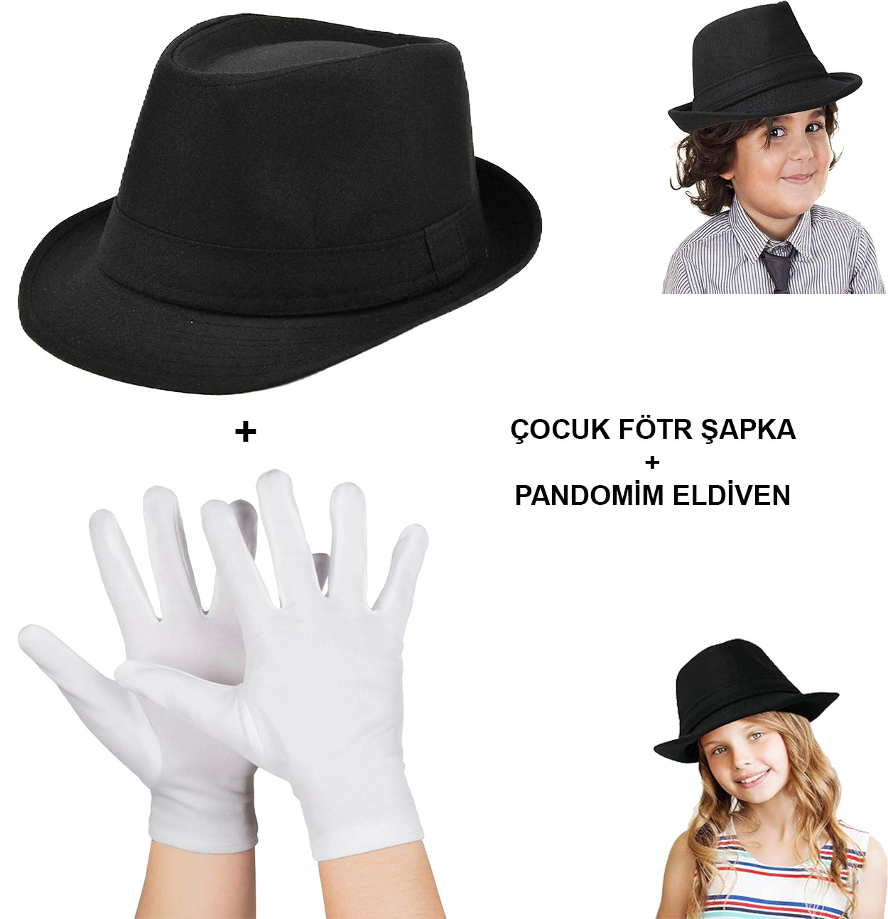 cocuk-sahne-performans-seti-29788_1.jpg Детски Сет за Сценски Изведби – Шапка за Изведба и Ракавици - Image 1