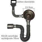 Çöpmak Затворен сифон за мијалник со мев и преливник 50 mm - Image 2
