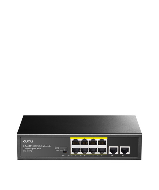cudy-8port-10-100m-poe-2gb-up-13212_1.jpg CUDY 8Port 10/100M PoE+2GB Up 80W Switch - Image 1