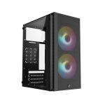 FRISBY FC-8970G 300W 2X RAINBOW ФАН MINI TOWER GAMING ЦРНА КАСА