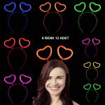 Glow Stick Капа со Срце што Свети во Темнина 12 Парчиња