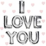I Love You Фолио Балон Сребрена Боја 35 CM