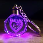 Кристален Клучен Прстен со Роза и Напис "I Love You"