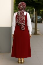 Женска бордо основна прилагодлива ракавица јакна фустан - Image 2