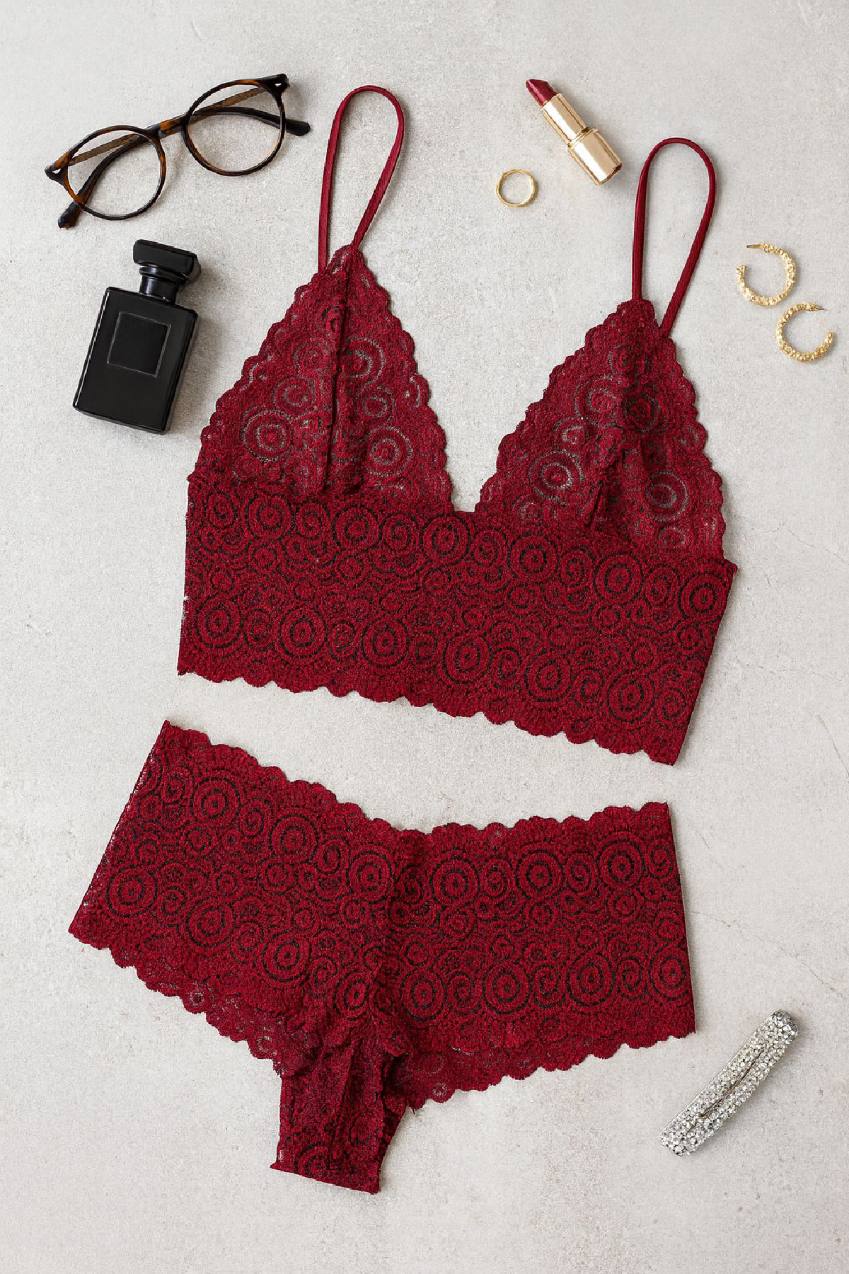 kadin-bordo-dantel-bralet-so-26749_1.jpg Женски Бордо Чипка Бралет Шорц Комплет – Асилен и Софистициран Внатрешен Облека - Image 1