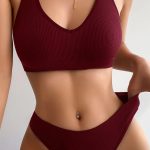 Женски Бордо Без Поддршка Seamless Тангa Комплет за Внатрешна Облека
