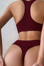Женски Бордо Без Поддршка Seamless Тангa Комплет за Внатрешна Облека - Image 2