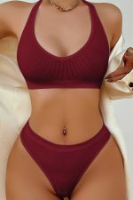Женски Бордо Seamless Tanga Сет