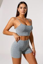 Женска сива меланж шорти и кашкорсе пижама сет - Image 2