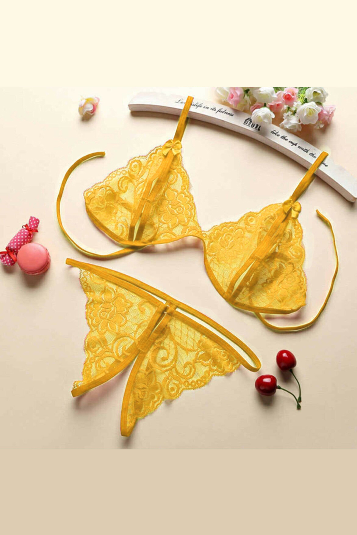 kadin-sari-dantelli-sutyen-26689_1.jpg Женски Жолт Чипкан Сет на Бра и Панталони - Image 1