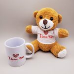 Кафен I Love You мечиња со маичка и печатена чаша сет