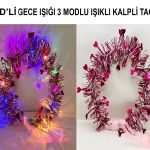 Капа со срца и LED светла во фуксија боја