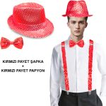 Црвена Паетна Шапка и Папион Сет