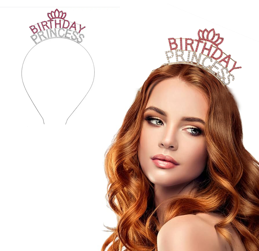 kristal-tasli-birthday-princ-29846_1.jpg Парти Тока со Кристални Камчиња Birthday Princess Розова - Image 1