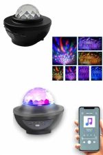 Маса и Ночна Ламба Цветен Проектор Светлосен Диско Топка Bluetooth Звучник - Image 4