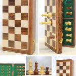 Шах игра со магнетни фигури во дрвена кутија 40 см