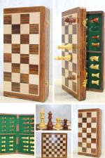 Шах игра со магнетни фигури во дрвена кутија 40 см