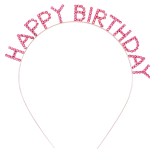 Розова Кристална Тачка со Златен Happy Birthday Тач