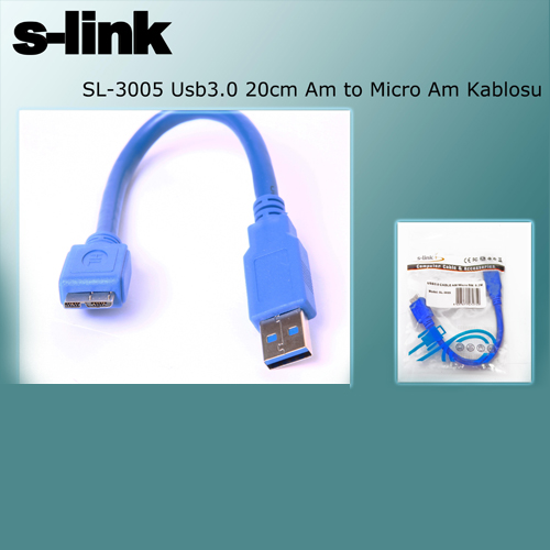 s-link-sl-3005-usb-3-0-am-to-m-220_1.jpg S-LINK SL-3005 Usb 3.0 Am to Micro Am (20cm) КАБЕЛ - Image 1