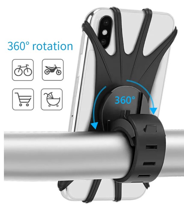 silikon-esnek-bisiklet-telefon-27044_1.jpg Силиконски Флексибилен Држач за Телефон на Велосипед - Image 1