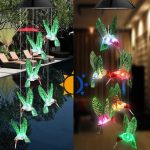 Соларна LED светилка со птица за декорација на градина 6 LED