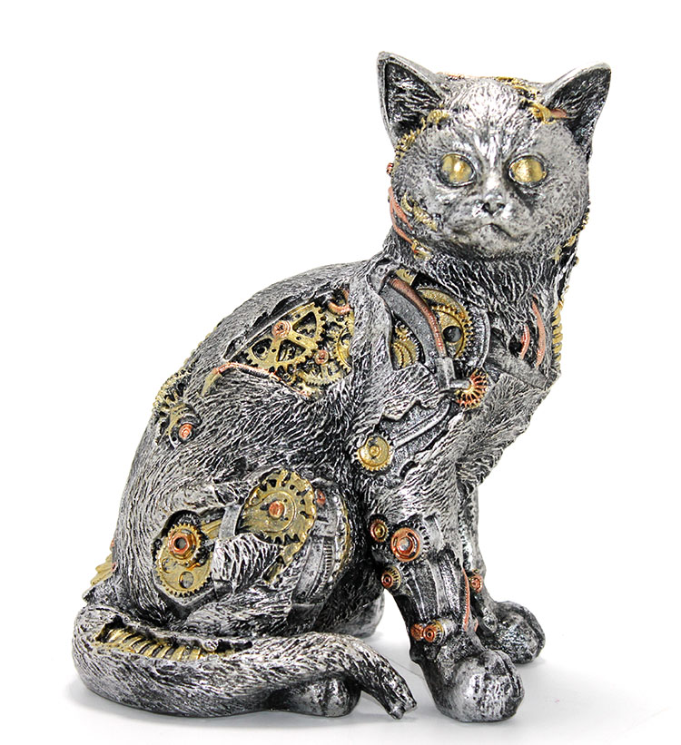 steampunk-polyester-kedi-figu-28857_1.jpg Steampunk Полиестер Котка Фигура Модел 1 - Image 1