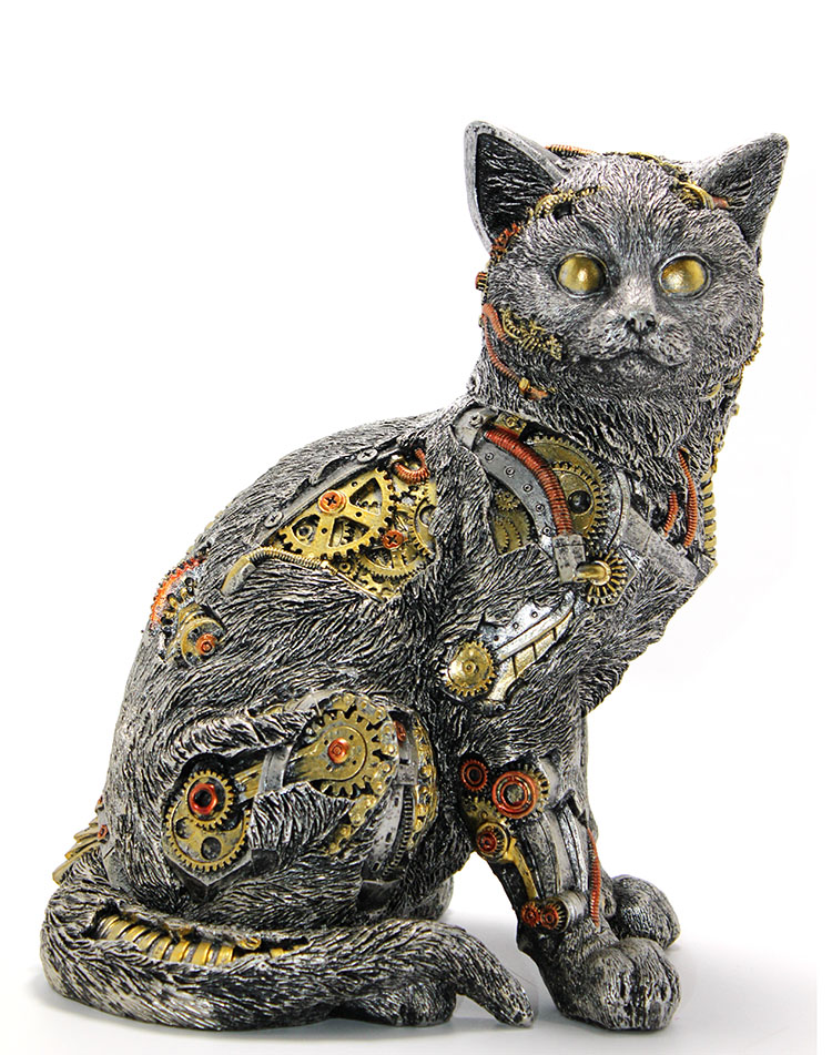 steampunk-polyester-kedi-figu-28858_1.jpg Steampunk Полиестер Котка Фигура Модел 2 - Image 1