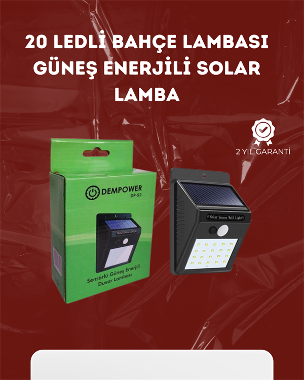 su-gecirmez-20-led-solar-aydinlatma-di-32e-af.png Водоотпорна 20 LED Соларна Осветлување | За Надворешни Простори со PIR Движење Сензор - Image 1