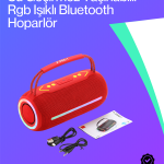 360 RGB LED Портативен Bluetooth Звучник – Црвен, Поддршка за USB/TF