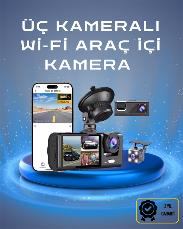 uc-kamerali-1080p-full-hd-arac-ici-kam-3dec6b.png Тројна Камера 1080p Full HD Внатрешна Камера за Возило – Со G-Сензор и Ночен Вид - Image 1