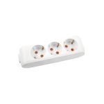 Viko Multi-Led Троен Штекер со Заземјување, Заштита за Деца и Клеми - Бел