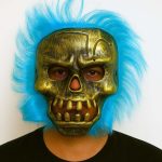 Wild Skull - Маска на скелет со бакарен череп и туркуазна коса