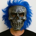 Wild Skull - Маска на скелет со сребрен череп и сина коса
