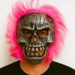 Wild Skull - Сребрен Череп со Розова Коса Маска