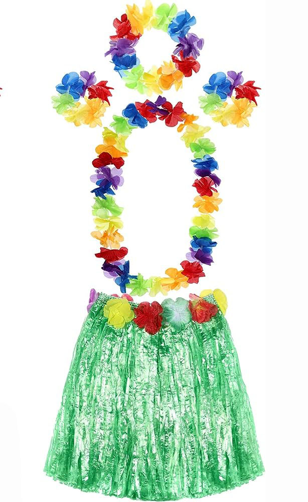 yetiskin-ve-cocuk-uyumlu-lua-29568_1.jpg Hawaii Luau Aloha Зелена Модел со Памук за Возрасни и Деца - Image 1