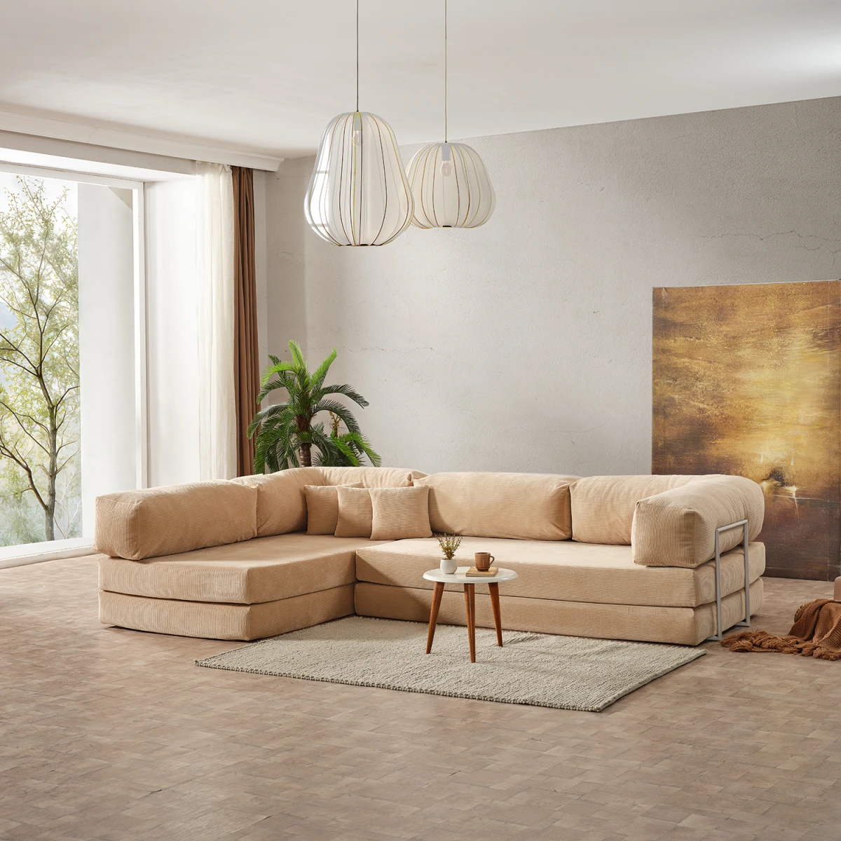 15099548-1-1200x1200 Legom Petek Мултифункционален L Кауч / Беж - Image 1