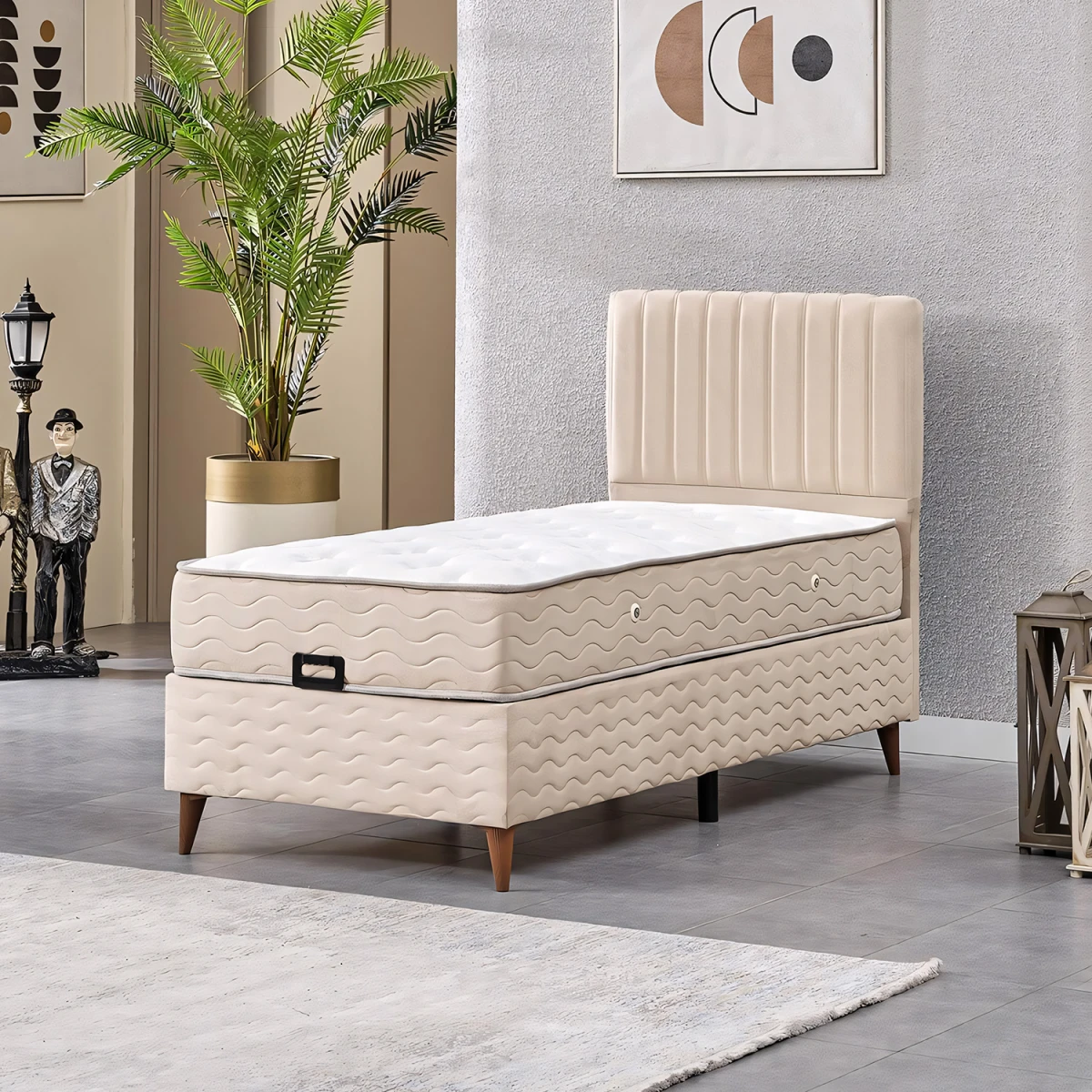 15099792-1-1200x1200 Езги Единечен Легло, Наслон и Душек Сет / Крем - Image 1