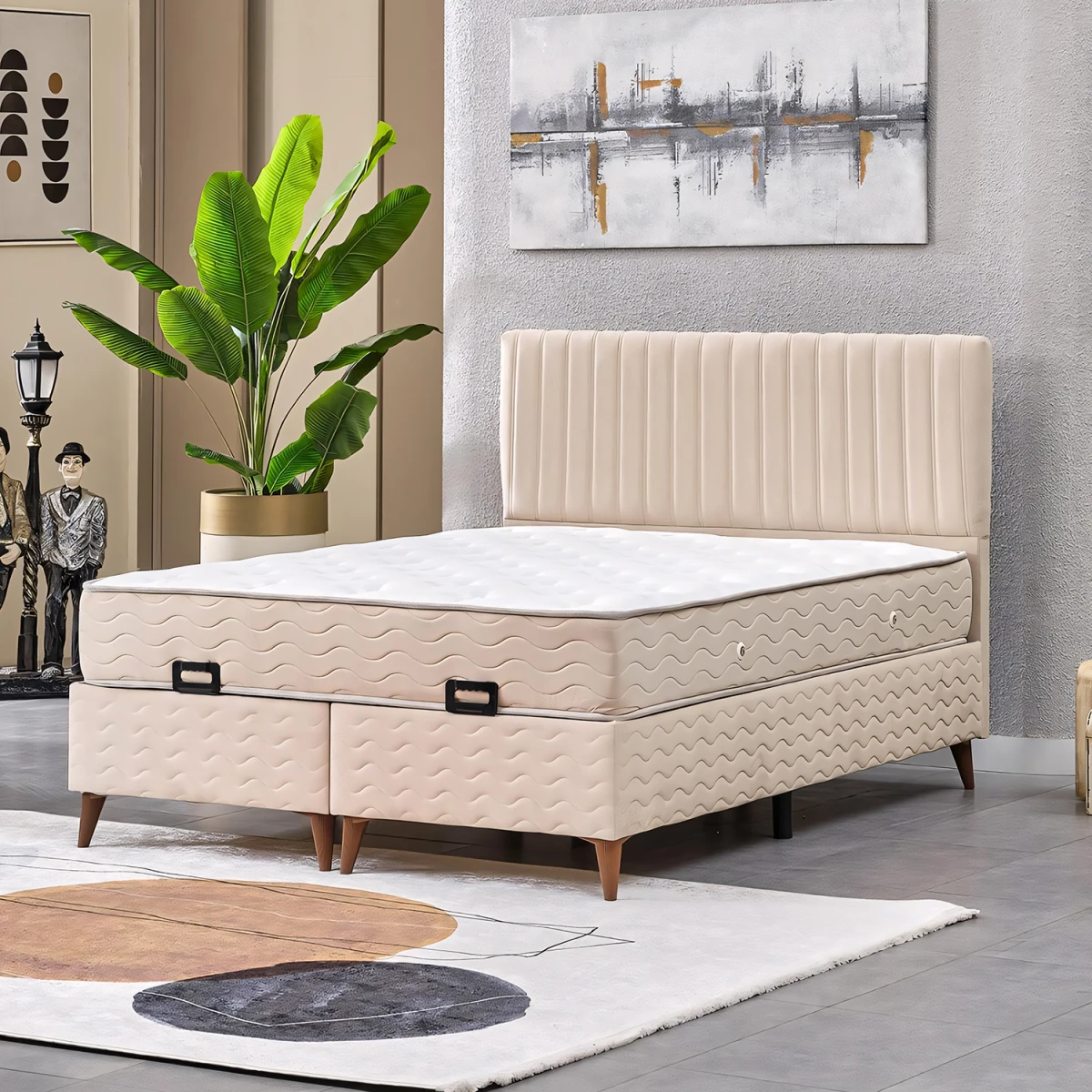 15099796-1-1200x1200 Ezgi Двокреветна легло, Наслов и Сет за Душек / Крем - Image 1