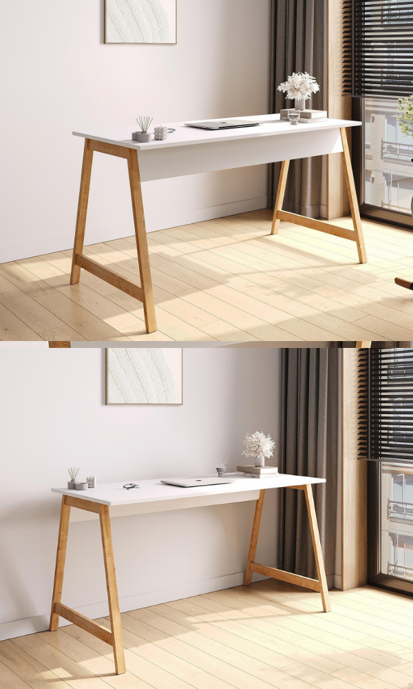 DENGE Работна маса DENGE / Бела и даб - Image 1