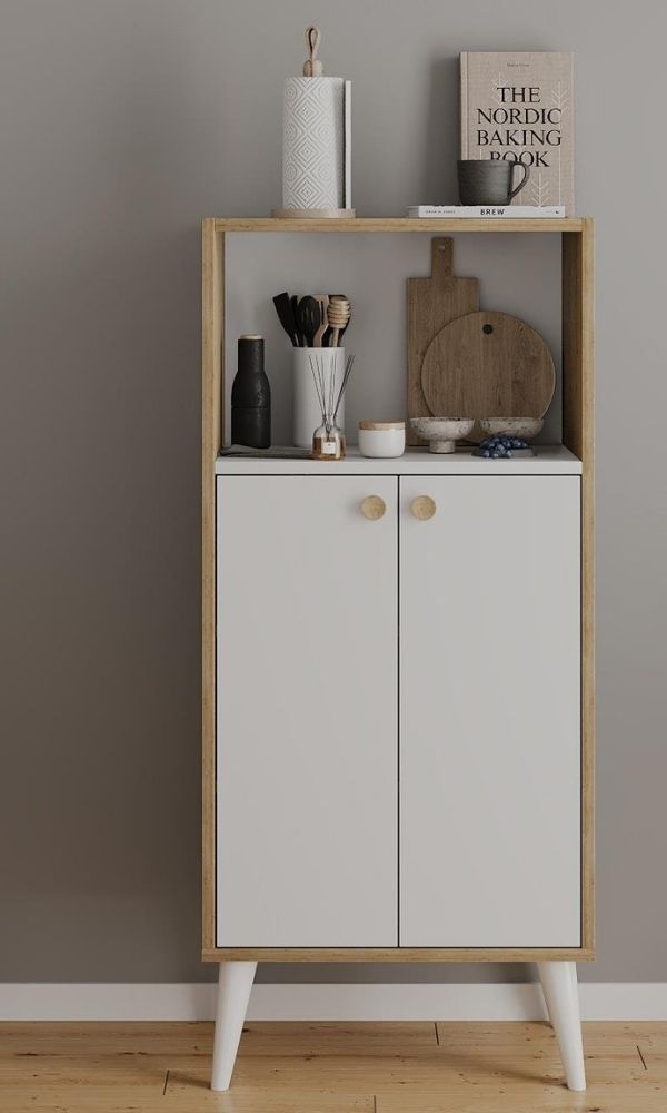 HALLEY Çok Amaçlı Dolabı HALLEY Мултифункционален Ормар / бела и даб - Image 1