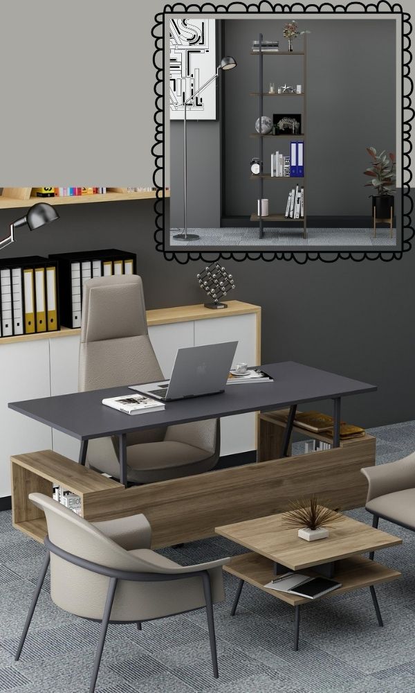 İrony Poly (1) Irony Poly Office Team маса + шкаф + масичка / антрацит и орев - Image 1