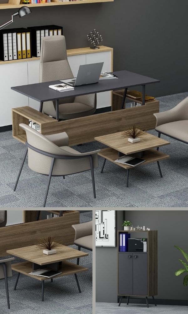 İrony Rasha Irony Rasha Канцелариски Комплет маса + плакар + масичка / антрацит и орев - Image 1