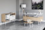 Irony Maxi Office Set маса + шкаф + масичка / бела и даб