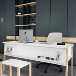 sZENITH Канцелариски Комплет Маса + масичка / Бела и даб